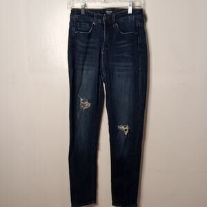 NYDI Curves 360 Women's Size 4 SHAPE Distressed Straight Dark Blue Jeans.